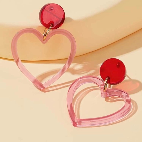 Urban Outfitters Jewelry - 3/$30 ❤️ Acrylic Heart Drop Earrings